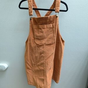 Orange Corduroy Overall Dress